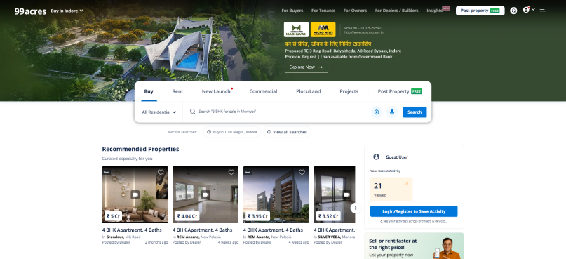 99acres property search platform india