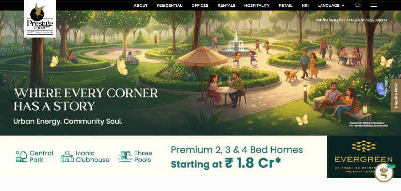 prestige group luxury commercial residential project